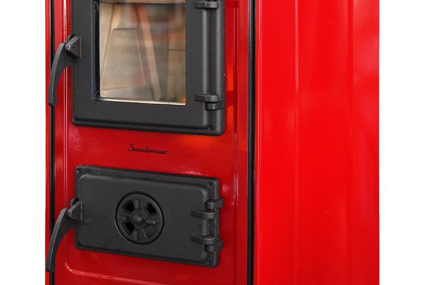 Semineu Fiama SD CORNER cu Plita din Fonta, 6 kW, Culoare Rosie