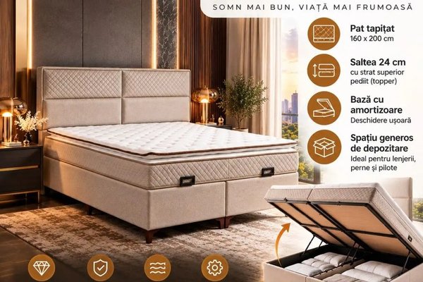 Set pat Four Seasons Homs 160x200 cm cu tablie si saltea