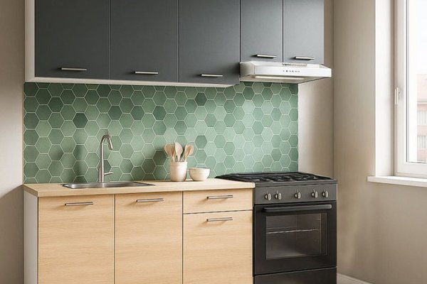 Set de Bucatarie Germania 180 cm, 5 Corpuri, 1 Sertar, Blat Gros Sonoma si Antracit