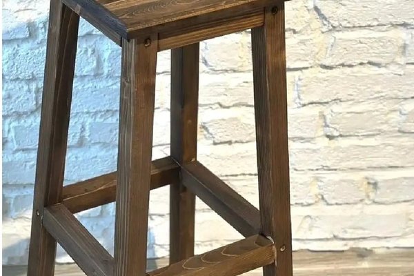 Scaun bar Vinita din lemn, culoare nuc, 80 cm