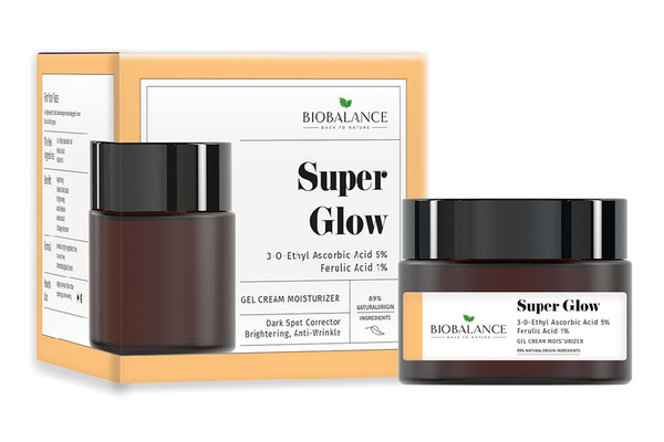 Crema-gel iluminatoare cu Acid Ascorbic 5% + Acid Ferulic 1%, antirid, Super Glow, 50 ml, Bio Balance