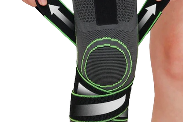 Genunchiera Elastica Ajustabila cu Bretele Elastice Negru si Verde