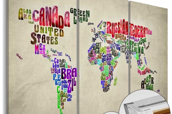 Tablou din plută - Colorful Countries [Cork Map] 60x40 cm