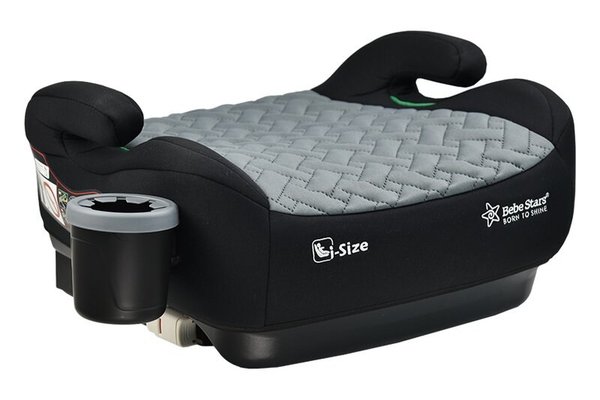 Inaltator Auto Bebe Stars cu ISOFIX pentru Copii 125-150 cm, Suport Sticla, Conform ECE R129, Culoare Gri