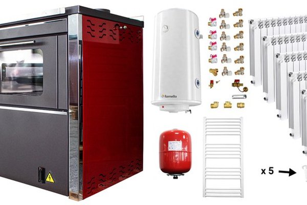 Pachet complet de incalzire si apa calda FORNELLO STAR Red 34 kW pe combustibil solid