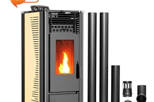 Semineu pe peleti Fornello SOPHIA WI-FI 11 kW cu kit de evacuare si telecomanda, culoare Ivory