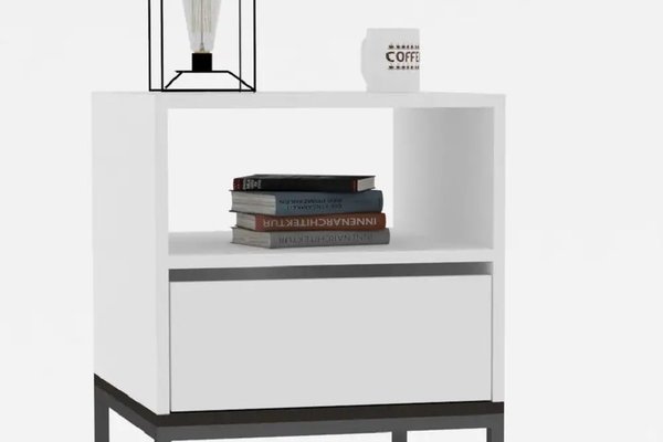Noptiera Lida pentru dormitor,culoare alb,61 cm