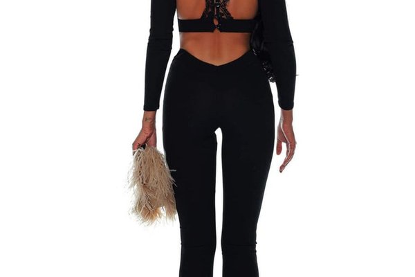 Salopeta WOW - Rochie Neagra Eleganta cu Spate Gol