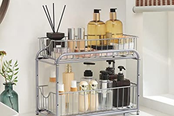 Organizator bucatarie, Songmics, Argintiu, 36x21x25.5-31.5 cm