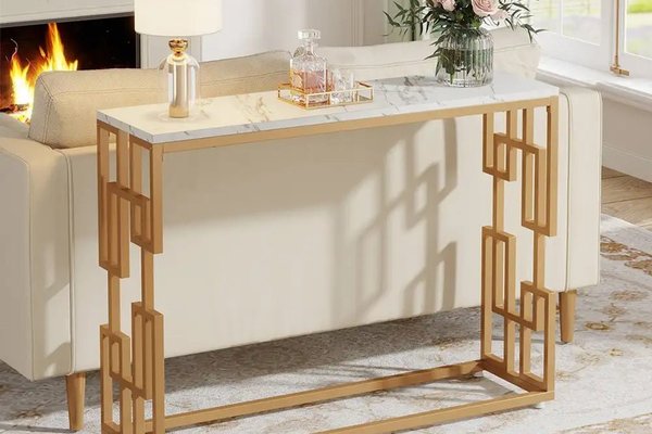 Consola Asia din metal auriu,108x80x30 cm