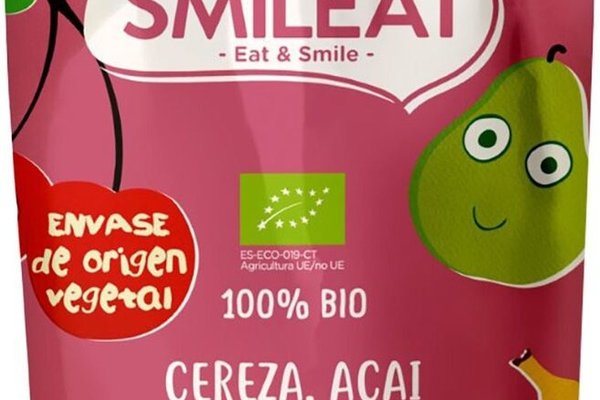 Piure bio cu cirese, acai si amaranth pentru bebelusi de la 8 luni, 100g, Smileat