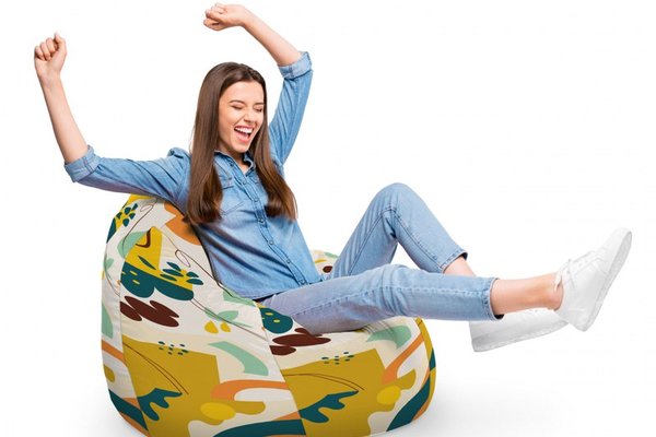 Fotoliu Puf Bean Bag tip Para XL Abstract Jungle Ocru