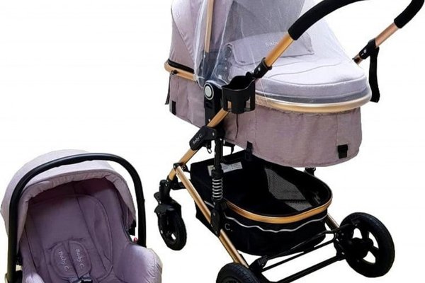 Carucior pentru copii Baby Care PRO 531 Gri 3 in 1, Cadru Aluminiu, Amortizoare, Roti din cauciuc plin, Landou, Scoica auto, Spatar reglabil 3 trepte, Plasa insecte