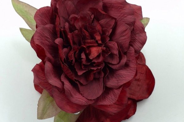 Clama de par cu floare bujor supradimensionata Bordo