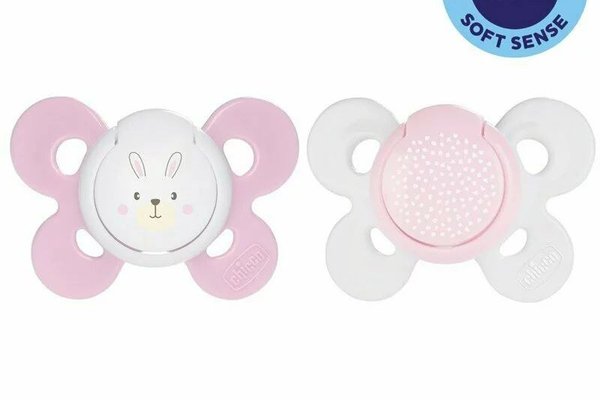 Set 2 suzete ortodontice Chicco Physio Comfort, 2-6 luni, silicon fara BPA, roz cu motive animale