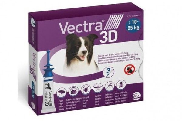 VECTRA 3D pentru caini 10-25 kg - 3 pipete