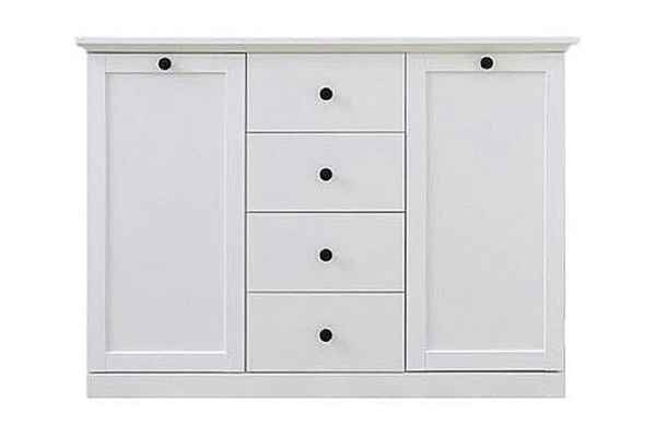 Comoda BRANDSON, 2 usi, 4 sertare, alb, 119x41x88 cm