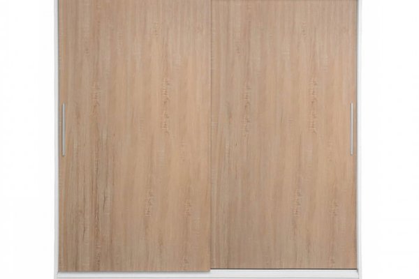 Dulap CORFU 01, usi glisante, corp alb + usi sonoma, 200x60x200 cm