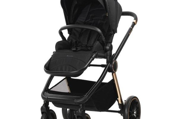 Carucior 2 in 1 pentru copii Lorelli Bianca Black, cadru din aluminiu, suspensii, cos landou individual cu maner de transport, geanta, greutate suportata 22 kg