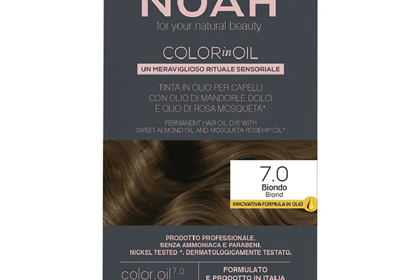 Vopsea de par permanenta fara amoniac, 7.0 Blond, Color in Oil, 135 ml, Noah