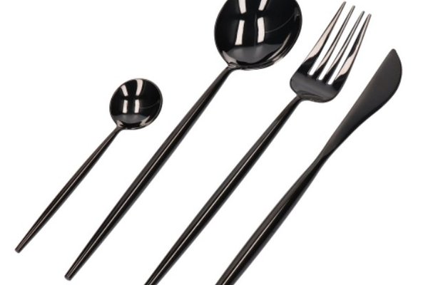 UB Set de tacamuri portughez, 24 piese, negru si auriu lucios