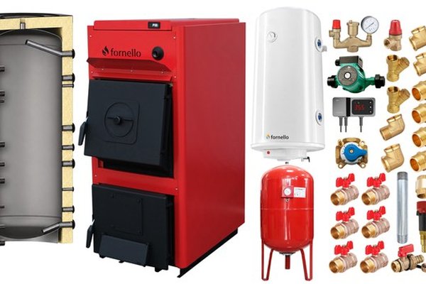 Centrala pe combustibil solid Fornello T-PRO 35 kW - Pachet complet cu accesorii