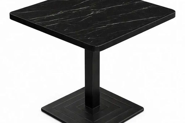 Masa din MDF,patrat  texturata, Homs ,negru marmurat-negru,80 x 80 X 75 cm,A0111