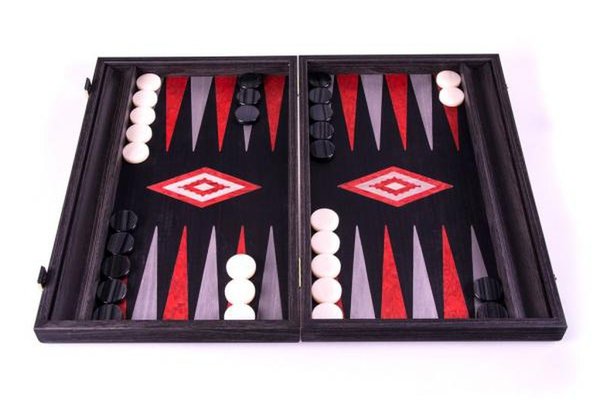 Set joc table backgammon - stejar negru cu linii argento - 48x60 cm