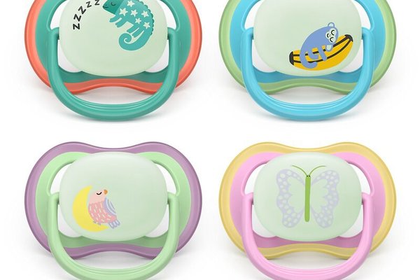 Set 2 suzete pentru bebelusi Philips Avent Ultra Air Nighttime, ortodontice, din silicon moale, ventilate, 6-18 luni, multicolor