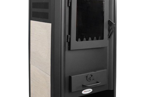 Termosemineu pe lemne, brichete si carbune Fornello Roma E , iVORY, 22 kW, 49x45x103 cm