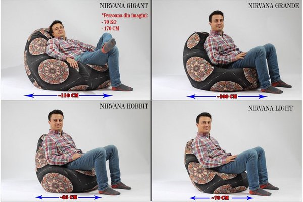 Fotoliu mic nirvana light rosu  umplut cu perle polistiren
