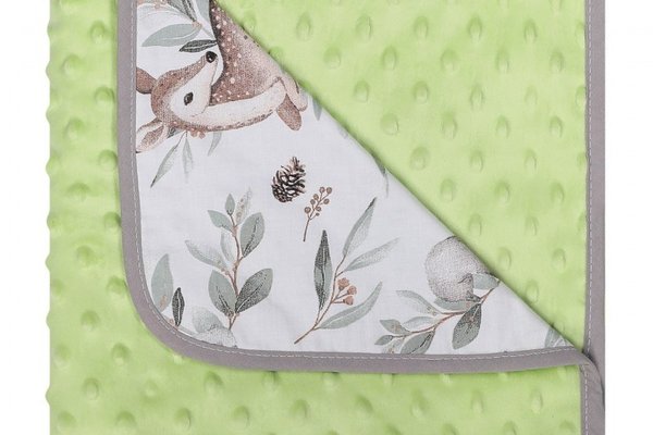 Paturica cu doua fete Minky si bumbac 80x90 cm Green Forrest