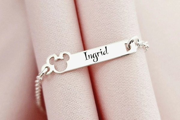 Bratara personalizata - Soricel cu fundita din Argint 925 - Lantisor pentru fata/baiat