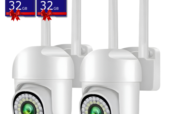Camera de Supraveghere WiFi pentru Exterior cu Card de 32GB Inclus, HD Panoramica, Vedere Nocturna si Audio Bidirectional