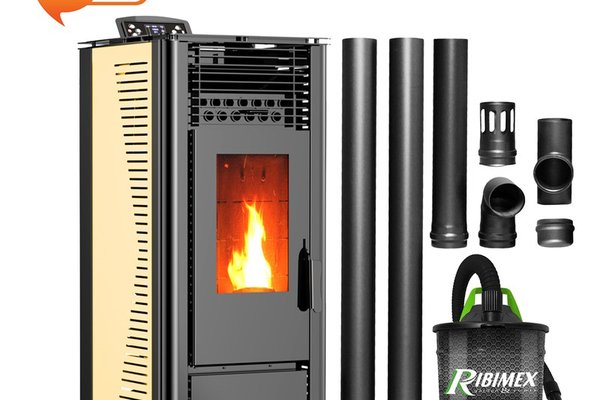 Pachet Incalzire Fornello SOPHIA WI-FI 11 kW cu Aspirator si Kit Evacuare, Culoare Ivory