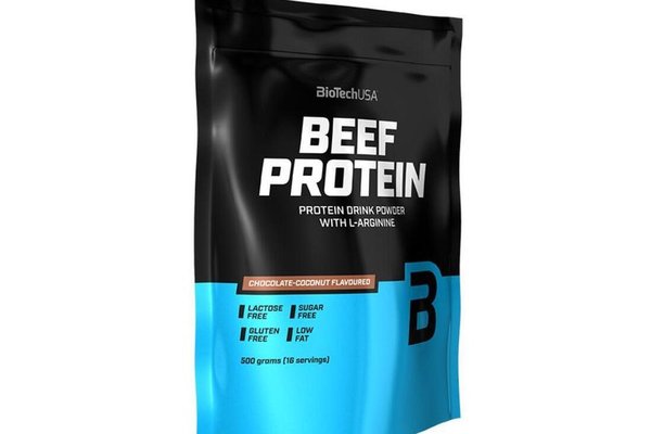 Pudra Proteica BioTechUSA Beef Protein cu Aroma de Ciocolata si Cocos, 500g