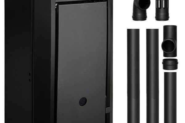 Centrala pe peleti Fornello EVA B Black 25 KW - Pachet complet cu Wi-Fi, pompa circulatie si kit evacuare