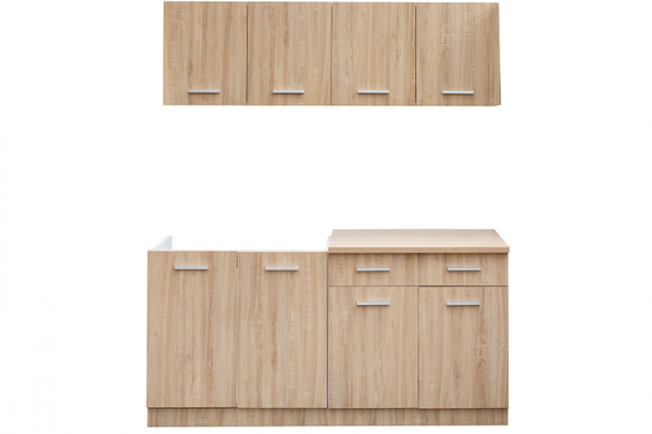 Set bucatarie CORINNE, L 160, 4 corpuri, blat PAL, corp alb, fronturi sonoma