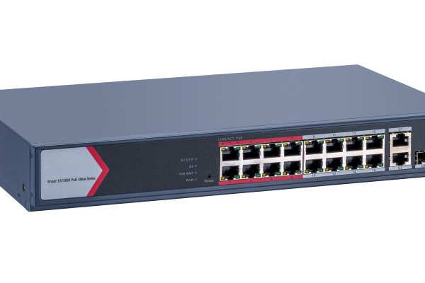 Switch PoE Hikvision DS-3E1318P-EI/M cu 16 porturi PoE si 1 port Gigabit