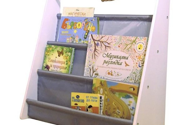 Organizator Ginger Home Nursery White din MDF si lemn de pin pentru carti si reviste copiijucariimateriale didactice si alte obiecte mici,design portabil cu maner,dimensiune 60X25X60 cm