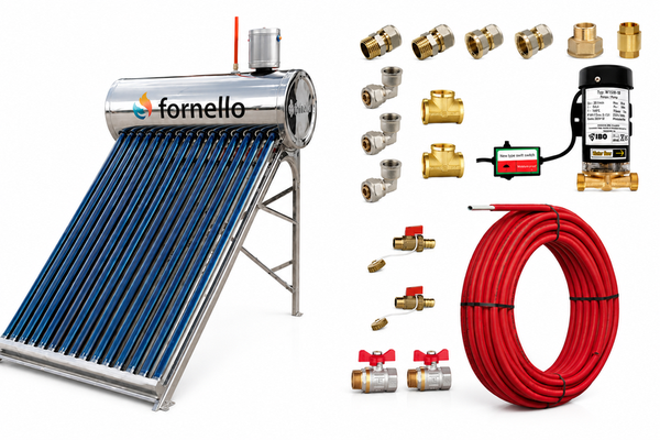 Pachet Panou Solar Nepresurizat Fornello cu Rezervor Inox de 122 Litri si 15 Tuburi Vidate