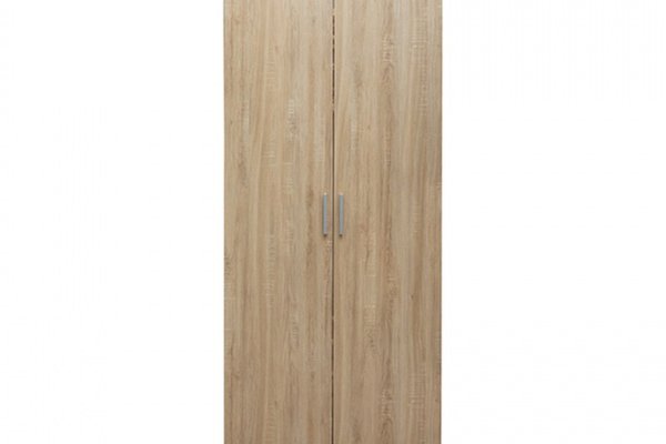 Dulap CORINNE, 2 usi, 1 raft, bara de haine, sonoma deschis, cant sonoma inchis, 80x50x188 cm