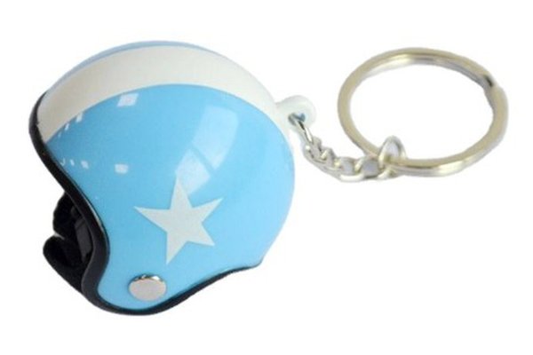 Breloc Chei Model Casca Moto Albastru