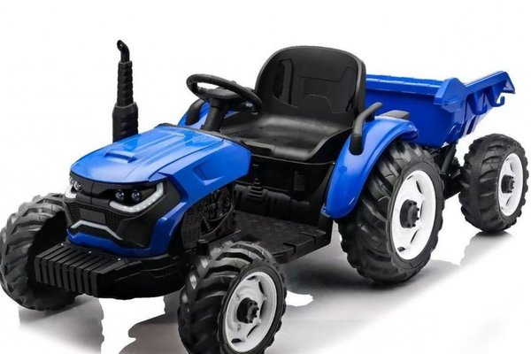 Tractor electric Nichiduta Speed Track Blue cu remorca, acumulator 24V8Ah, 2 motoare x 200W, roti EVA si telecomanda 2.4G