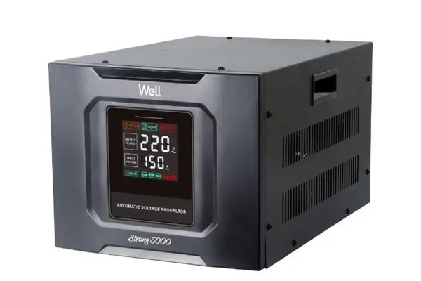 Stabilizator automat de tensiune cu servo motor 5000VA/3000W Well Strong, negru