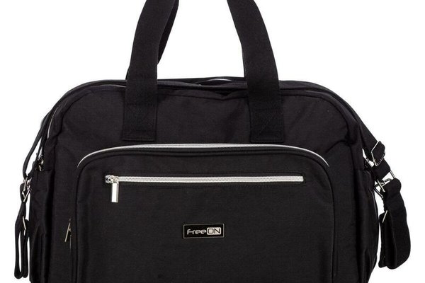 Geanta pentru scutece FreeON Style, impermbeabila, cu multiple buzunare, 39x32x18 cm, Black
