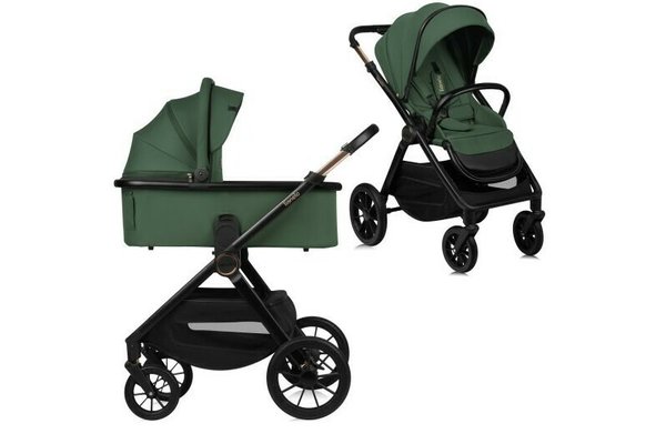Carucior 2 in 1 Lionelo Layla - Versatil si Elegant, Pana la 22 kg, Cadru din Aluminiu, Ventilatie 3D, Accesorii Incluse, Verde