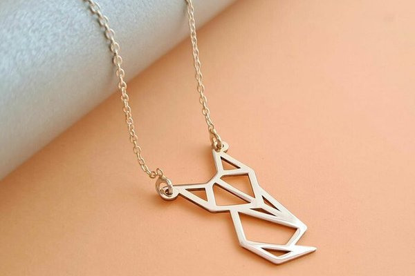 Lantisor personalizat - Origami Vulpe - Argint 925