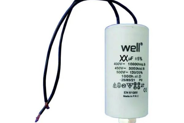 Condensator de pornire motor Well, 450V, 30uF, cu fir si fixare cu surub