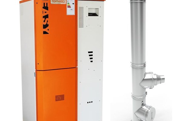 Centrala pe peleti Fornello Slimpell Easy 40 kW cu arzator din inox si buncar de 88 kg